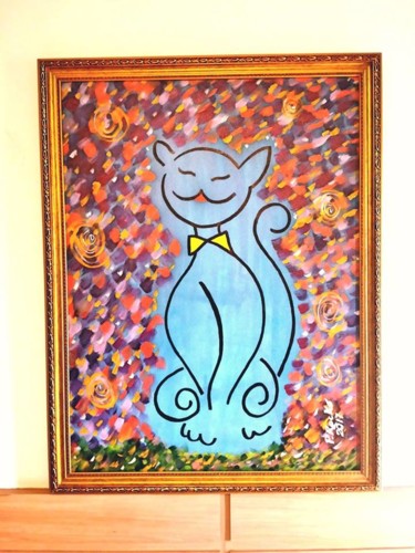 Painting titled "O GATO SEM BOTAS" by P. Rocko, Original Artwork, Acrylic