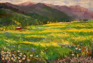 Painting titled "Forgotten Field" by David Patterson, Original Artwork, Oil