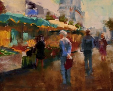 Painting titled "The Market" by David Patterson, Original Artwork, Oil