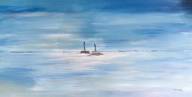 Pintura titulada "deux-ilots-en-mer.j…" por Patty Wagner, Obra de arte original, Acrílico