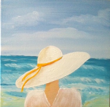Painting titled "femme-au-chapeau.jpg" by Patty Wagner, Original Artwork, Acrylic