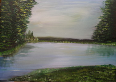 Painting titled "le-calme-du-lac.jpg" by Patty Wagner, Original Artwork, Acrylic