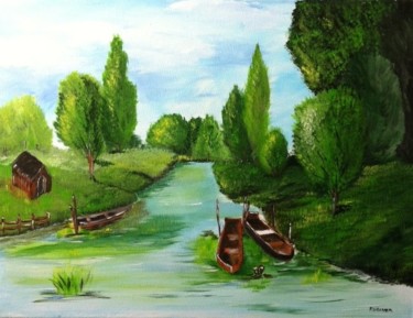 Peinture intitulée "bord-de-riviere.jpg" par Patty Wagner, Œuvre d'art originale, Acrylique