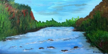 Painting titled "un-coin-de-riviere.…" by Patty Wagner, Original Artwork, Acrylic