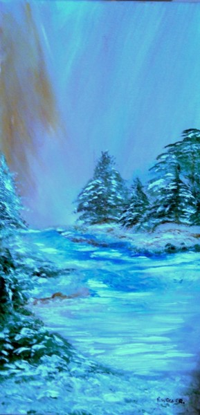 Schilderij getiteld "hiver.jpg" door Patty Wagner, Origineel Kunstwerk, Acryl