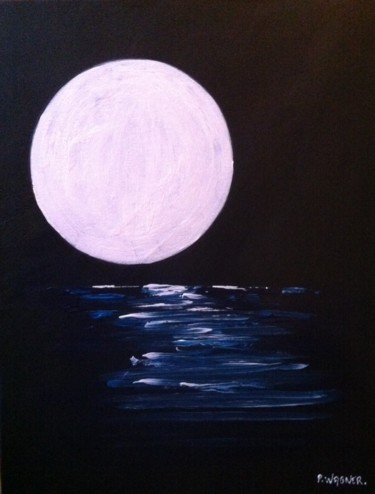 Schilderij getiteld "pleine-lune.jpg" door Patty Wagner, Origineel Kunstwerk, Acryl