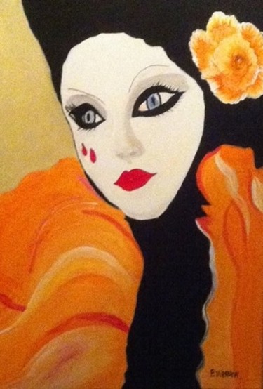 Painting titled "le-visage-masque.jpg" by Patty Wagner, Original Artwork, Acrylic