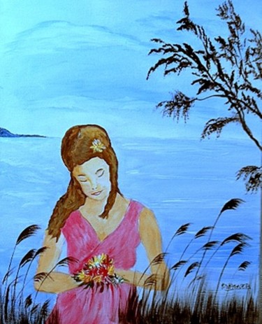 Painting titled "la-jeune-fille-a-la…" by Patty Wagner, Original Artwork, Acrylic