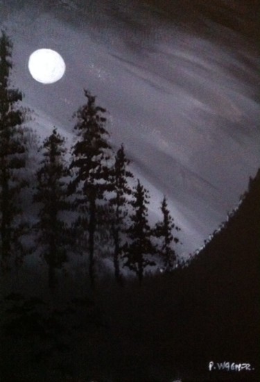 Pittura intitolato "promenade-nocturne.…" da Patty Wagner, Opera d'arte originale, Acrilico