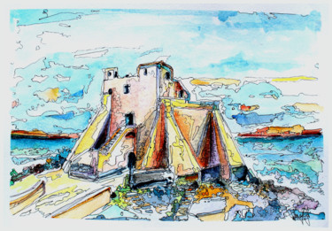 Pintura intitulada "Torre di Trullia" por Patrizia Gargiulo (PattyGi), Obras de arte originais, Aquarela