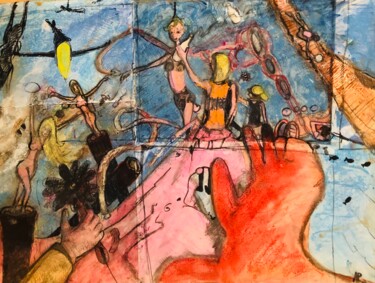 Tekening getiteld "dysphorie" door Paul Amat, Origineel Kunstwerk, Gouache