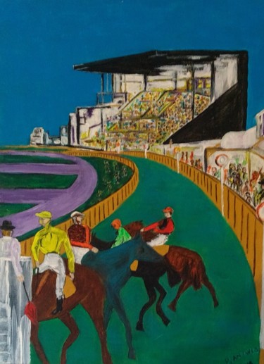 Painting titled "Brighton races" by Paul Antwis, Original Artwork, Acrylic