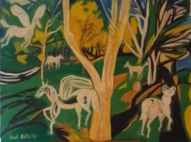 「Wild horses」というタイトルの絵画 Paul Antwisによって, オリジナルのアートワーク, アクリル