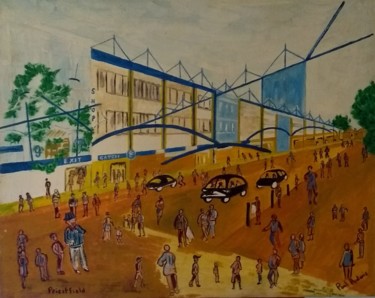 Painting titled "The football stadium" by Paul Antwis, Original Artwork, Acrylic