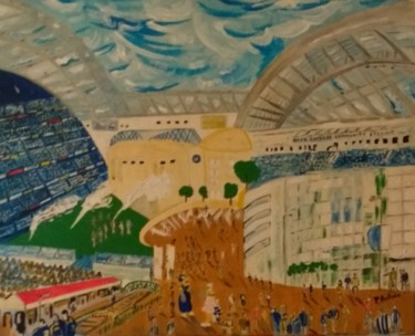 Painting titled "Football stadium" by Paul Antwis, Original Artwork, Acrylic