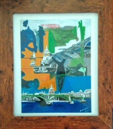 Painting titled "Millennium bridge a…" by Paul Antwis, Original Artwork, Acrylic