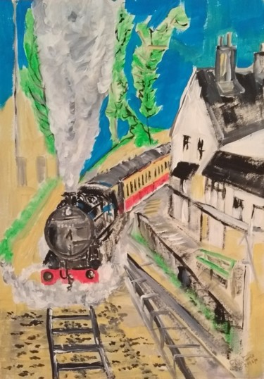 Schilderij getiteld "Train" door Paul Antwis, Origineel Kunstwerk, Acryl