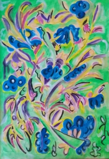 Painting titled "Abstract flowers" by Paul Antwis, Original Artwork, Acrylic