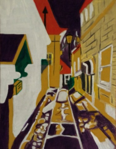 Peinture intitulée "Village alleyway" par Paul Antwis, Œuvre d'art originale, Acrylique
