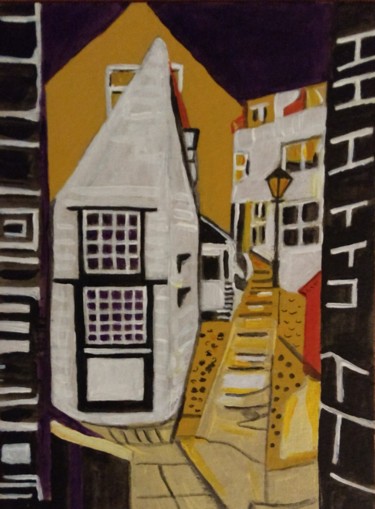 Painting titled "Village cottage" by Paul Antwis, Original Artwork, Acrylic