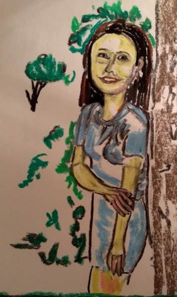 Drawing titled "China girl 2" by Paul Antwis, Original Artwork, Pastel