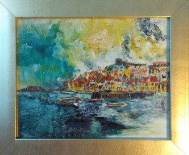Painting titled "Whitby church and h…" by Paul Antwis, Original Artwork, Oil