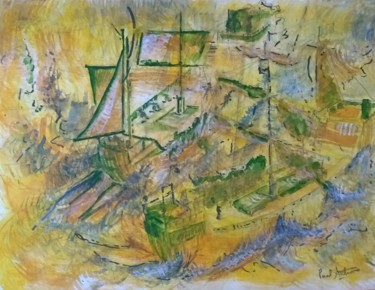 Pittura intitolato "Ships and smugglers" da Paul Antwis, Opera d'arte originale, Acquarello