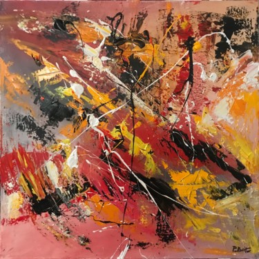 Картина под названием "Rose orange" - Paul Brito, Подлинное произведение искусства, Акрил