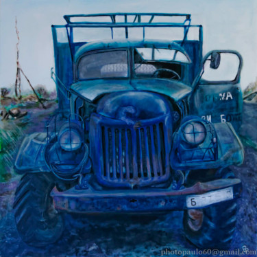 Painting titled "Vieux Camion BULGARE" by Paul Benichou, Original Artwork, Acrylic Mounted on Wood Stretcher frame