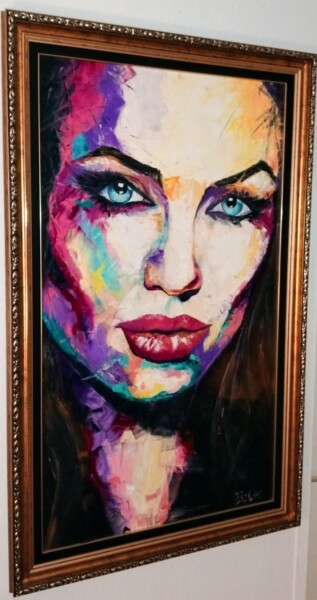Painting titled "Abstract Face" by Paul Bielec, Original Artwork, Oil