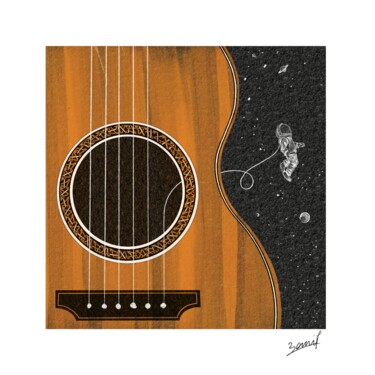 Digital Arts titled "Space guitar" by Paul Boniol, Original Artwork, Digital Painting