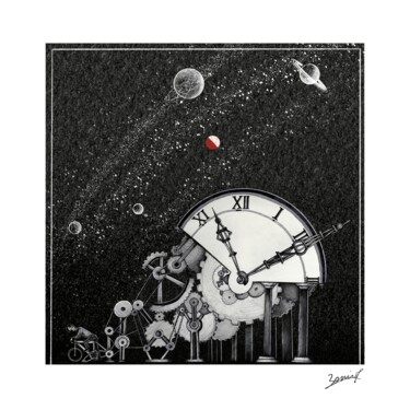 Digital Arts titled "Time machine at nig…" by Paul Boniol, Original Artwork, Digital Painting