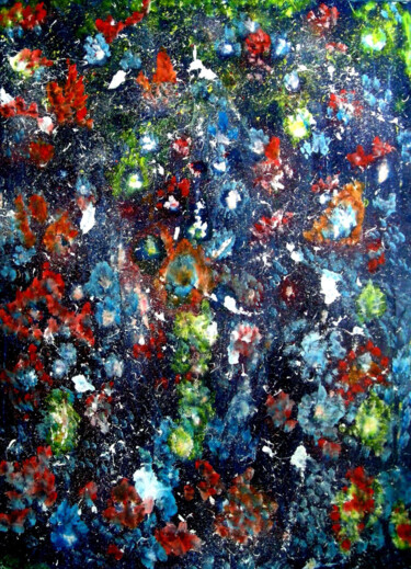 Peinture intitulée "Fiori spaziali (140…" par Paul Bonnie Kent, Œuvre d'art originale, Huile