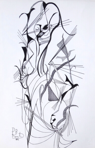 Rysunek zatytułowany „Nudo femminile in p…” autorstwa Paul Bonnie Kent, Oryginalna praca, Atrament