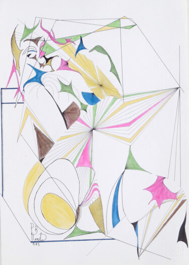 Dessin intitulée "Nudo di ragazza sul…" par Paul Bonnie Kent, Œuvre d'art originale, Encre
