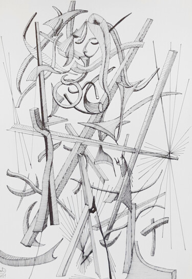Dibujo titulada "nudo femminile fron…" por Paul Bonnie Kent, Obra de arte original, Tinta