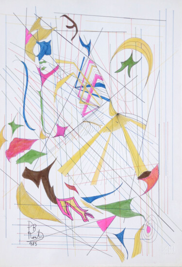 Tekening getiteld "Nudo femminile sedu…" door Paul Bonnie Kent, Origineel Kunstwerk, Inkt