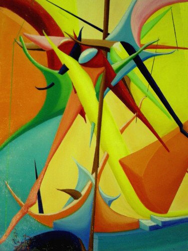 Pintura titulada "Vaso con tre mele s…" por Paul Bonnie Kent, Obra de arte original, Oleo