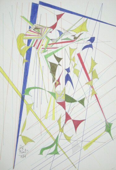 Σχέδιο με τίτλο "vaso con 5 mele (10…" από Paul Bonnie Kent, Αυθεντικά έργα τέχνης, Μελάνι