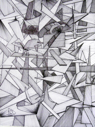 Рисунок под названием "Vaso con 3 Ciliege…" - Paul Bonnie Kent, Подлинное произведение искусства, Чернила