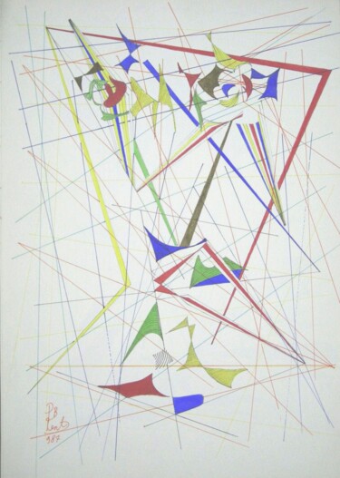 Рисунок под названием "Vaso  con 2 fiori (…" - Paul Bonnie Kent, Подлинное произведение искусства, Чернила