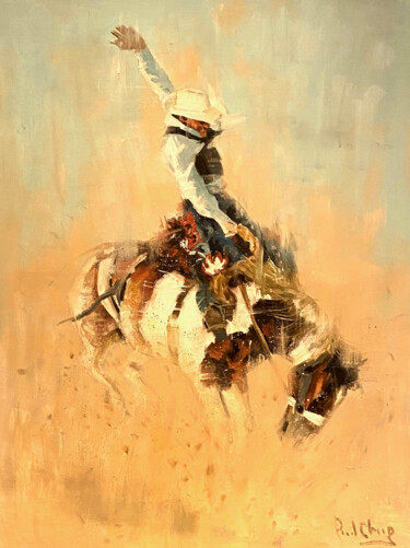 「The Art Of Rodeo No…」というタイトルの絵画 Paul Chengによって, オリジナルのアートワーク, オイル ウッドストレッチャーフレームにマウント