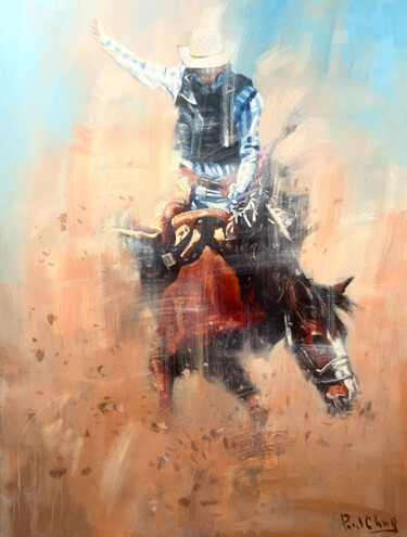 绘画 标题为“The Art Of Rodeo No…” 由Paul Cheng, 原创艺术品, 油 安装在木质担架架上