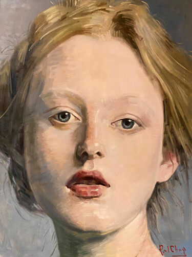 Картина под названием "Untitled Portrait N…" - Paul Cheng, Подлинное произведение искусства, Масло Установлен на Деревянная…