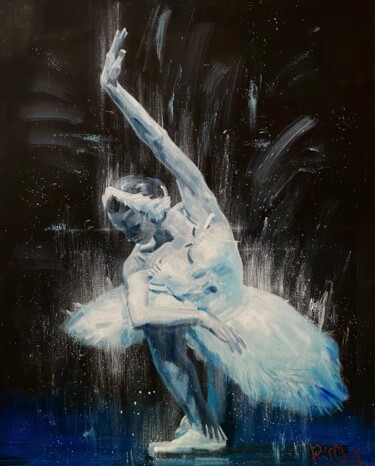 Pintura intitulada "Swan Lake Ballet Da…" por Paul Cheng, Obras de arte originais, Óleo Montado em Armação em madeira