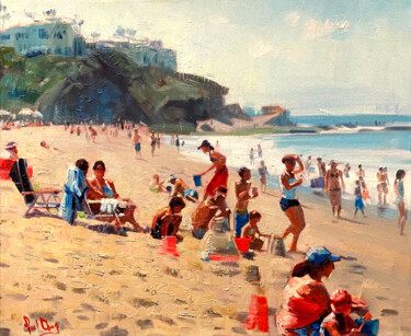 Pintura intitulada "Crystal Beach - Cal…" por Paul Cheng, Obras de arte originais, Óleo Montado em Armação em madeira