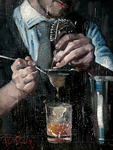 Картина под названием "The Best Cocktails…" - Paul Cheng, Подлинное произведение искусства, Масло Установлен на картон