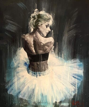 Painting titled "The Dancer's Back" by Paul Cheng, Original Artwork, Oil Mounted on Wood Stretcher frame