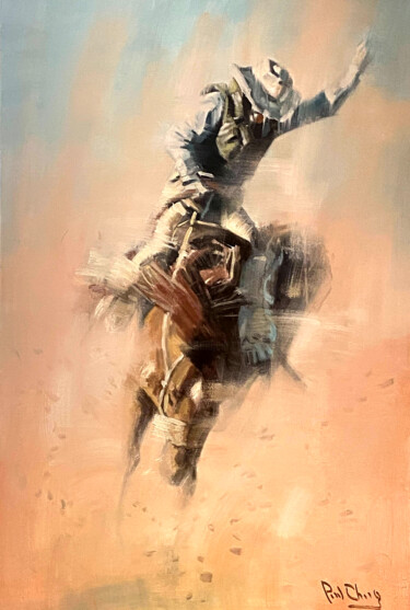 Painting titled "The Art Of Rodeo No…" by Paul Cheng, Original Artwork, Oil Mounted on Wood Stretcher frame