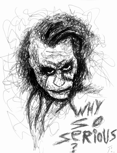 Drawing titled "The Joker au stylo…" by Paul Clair, Original Artwork, Ink